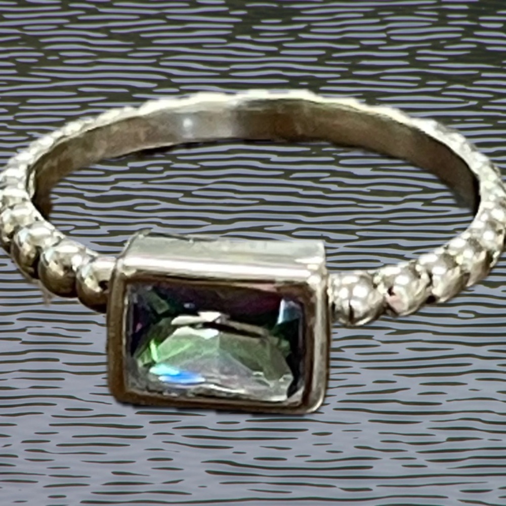 Mystic Quartz Thin Band Ring